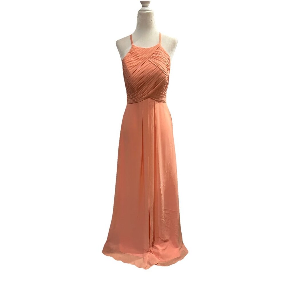 AW Bridal Bridesmaid Dress Peach's And Cream Size 4 Chiffon Grecian Prom